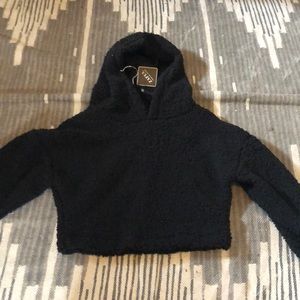 Faux fur cropped hoddie